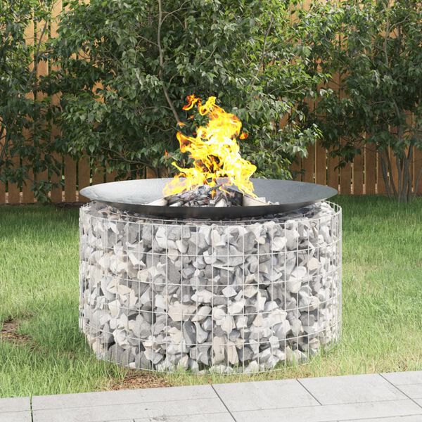 vidaXL Gabion Fire Pit Ø 39.4" Galvanized Iron