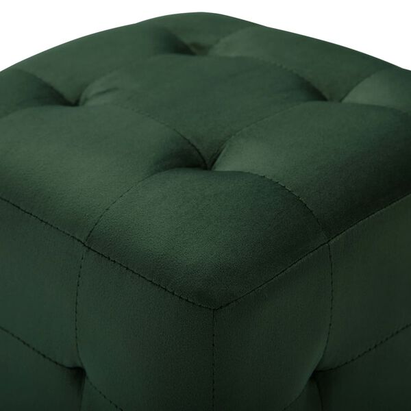 vidaXL Pouffe Green Velvet, Wood 11.8 x 11.8 x 11.8 in Cube Ottoman