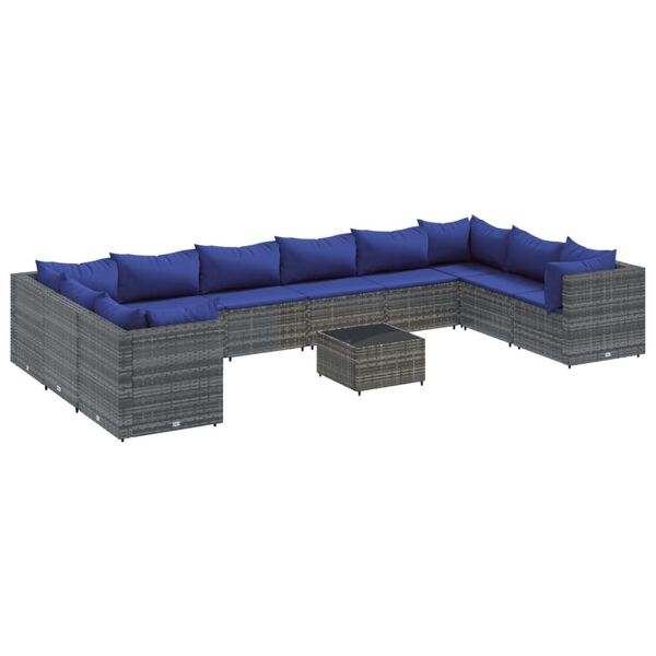 vidaXL Patio Lounge Set Grey PE rattan Medium Modular Patio Lounge Set