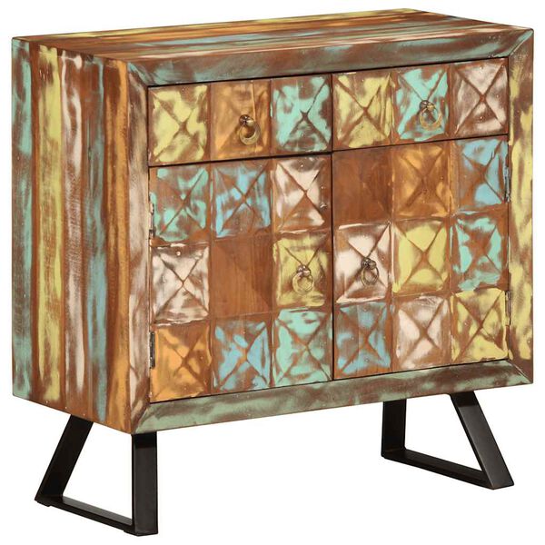 vidaXL Drawer Cabinet Multicolor Solid Reclaimed Wood, Iron