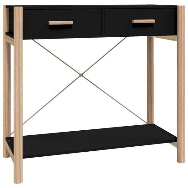 vidaXL Console Table Black Engineered wood, Solid pinewood, Metal Medium