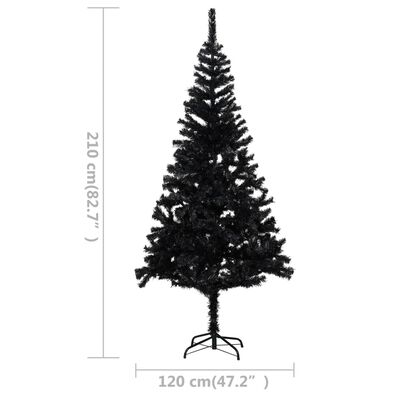 vidaXL Artificial Christmas Tree with LEDs&Stand Black 82.7" PVC