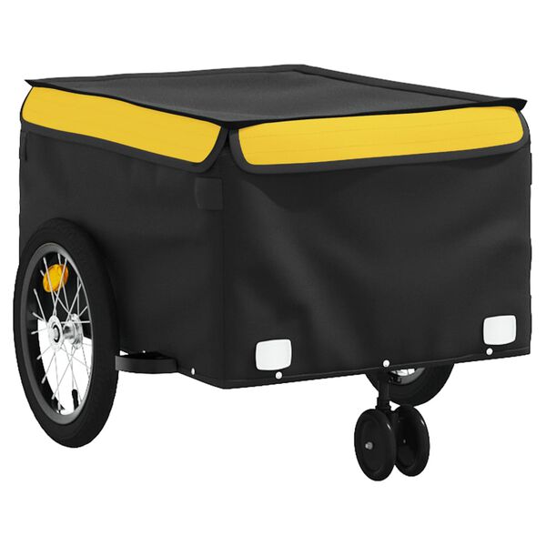 vidaXL Bike Trailer Black and Yellow 99.2 lb Iron