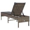 vidaXL Sun Lounger with Cushion Grey 55x200x44cm Poly Rattan
