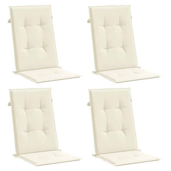 vidaXL Highback Chair Cushion Set of 4 Cream Polyester