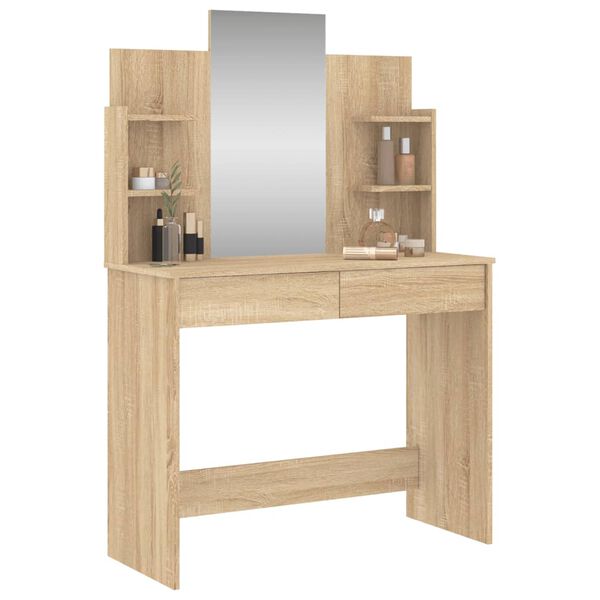 vidaXL Dressing Table Sonoma oak Engineered wood, glass