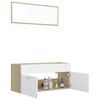 vidaXL Bathroom Furniture Set White and sonoma oak Engineered wood, acrylic