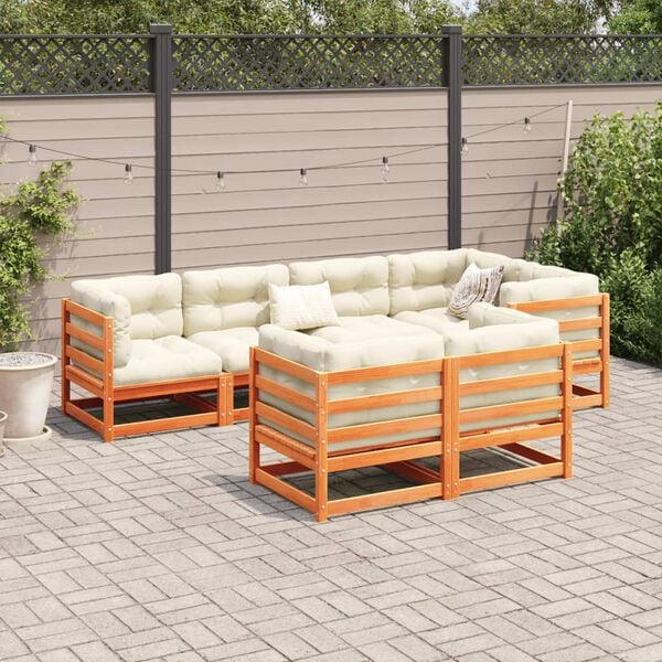 vidaXL Garden Sofa Set Wax Brown Solid Pine Wood Medium