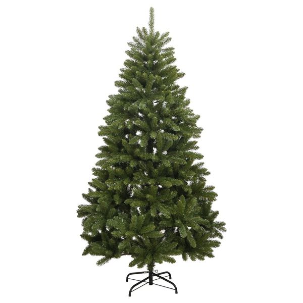vidaXL Artificial Hinged Christmas Tree Green PVC and metal 5.9 ft height