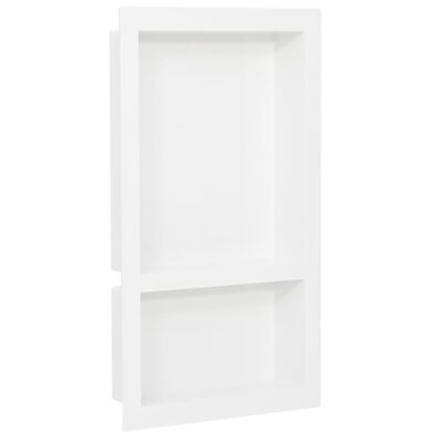 vidaXL Shower Niche with 2 Compartments High Gloss White 16.1"x27.2"x3.5"