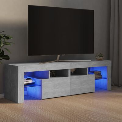 vidaXL TV Cabinet with LED Lights Concrete Grey 55.1"x14.4"x15.7"