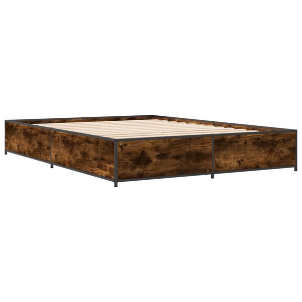 vidaXL Bed Frame Smoked Oak Engineered wood and metal 47.2 x 78.7 in