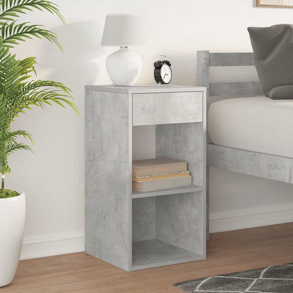 vidaXL Bedside Cabinet Concrete grey Engineered wood Medium