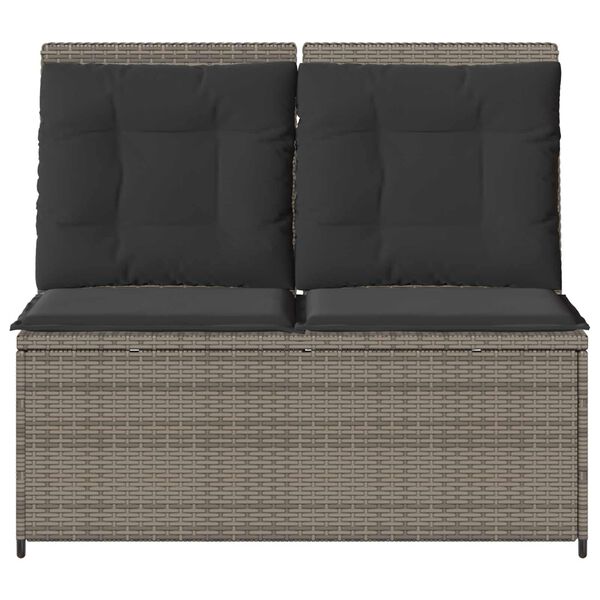 vidaXL Garden Bench with Cushion Gray Poly rattan