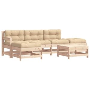 vidaXL Garden Lounge Set Beige, Natural Wood