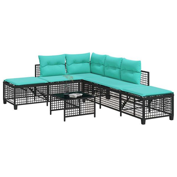 vidaXL Patio Sofa Set Black PE rattan 3 Piece Set Adjustable Armrests