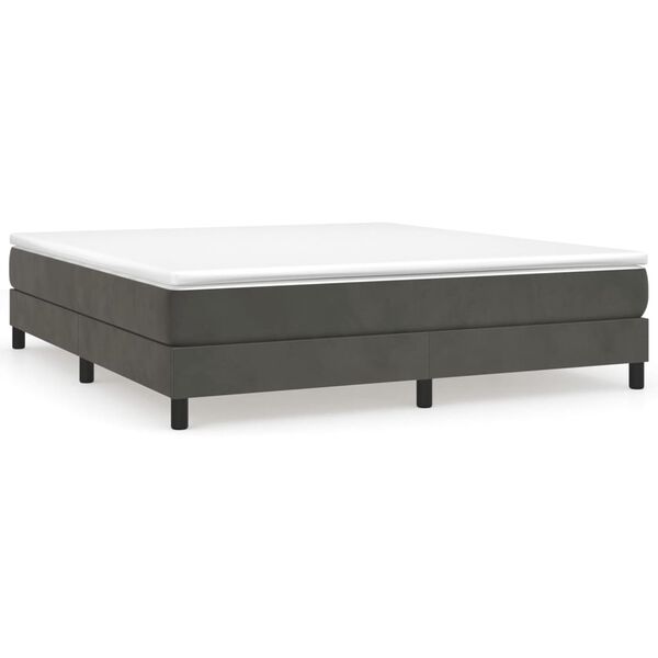 vidaXL Bed Frame Dark grey Velvet, plywood, engineered wood King