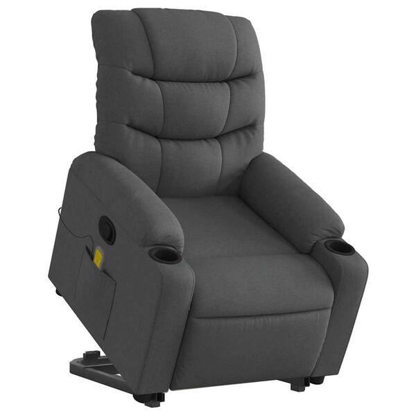 vidaXL Stand Up Massage Recliner Chair Dark Gray Fabric 100% polyester