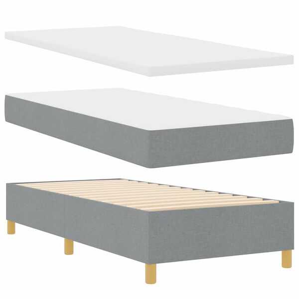 vidaXL Box Spring Bed with Mattress Light gray 39.4" x 78.7" fabric