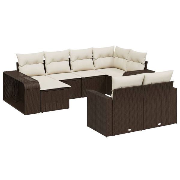 vidaXL Garden Sofa Set Brown, Cream White