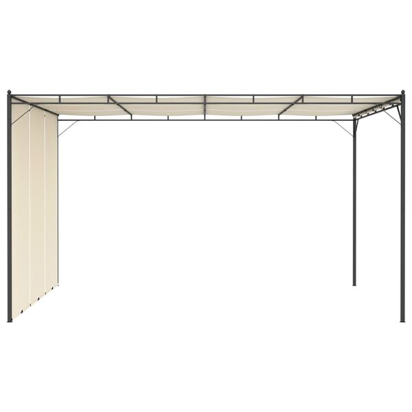 vidaXL Garden Gazebo with Side Curtain 157.5"x118.1"x88.6" Cream