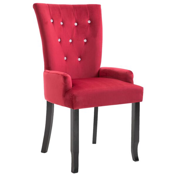 vidaXL Dining Chair with Armrests Red Velvet