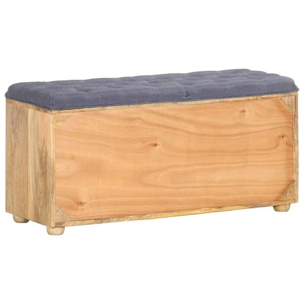 vidaXL Hall Bench Natural wood, Grey Solid mango wood, 100% polyester fabric