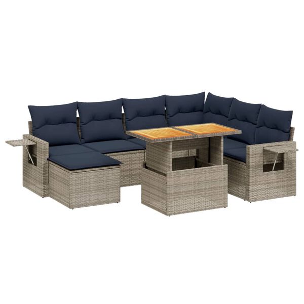 vidaXL 8 Piece Patio Sofa Set with Cushions Gray Poly Rattan