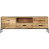 vidaXL TV Stand Natural Mango Wood Solid Mango Wood and Iron Medium