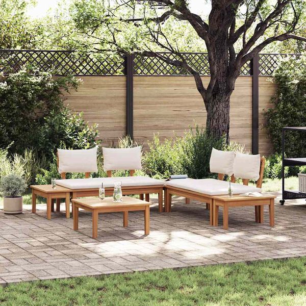 vidaXL Garden Bench Set with Cushion 3 pcs Brown and Cream