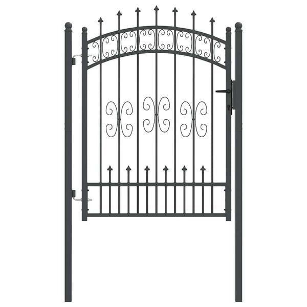 vidaXL Fence Gate with Spear Top Black 40.6" x 49.2" Powder-coated Steel