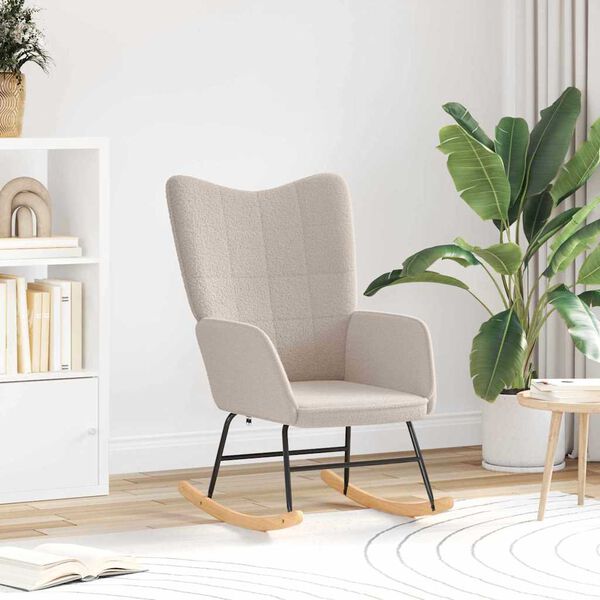 vidaXL Rocking Chair Light Grey Sherpa Fabric