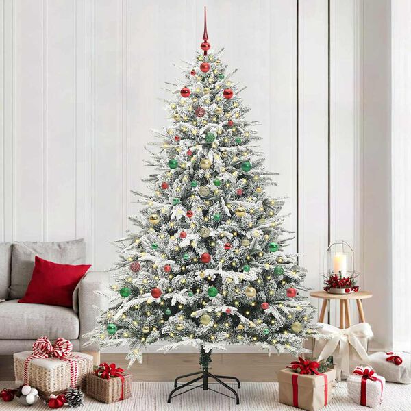 vidaXL Artificial Pre-lit Christmas Tree with Ball Set Green 94.49 in