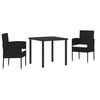 vidaXL Garden Dining Set with Cushion 7 pcs Black Poly Rattan