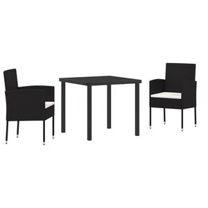 vidaXL Garden Dining Set with Cushion 5 pcs Black Poly Rattan