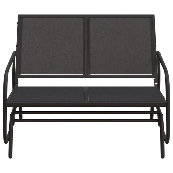 vidaXL Garden Glider Bench Black Textilene, Steel 47.4 in