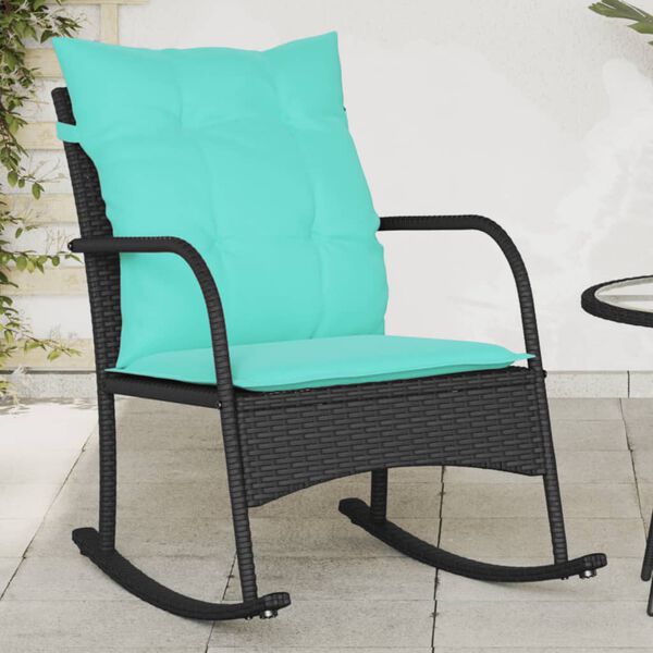 vidaXL Patio Rocking Chair Black, Turquoise