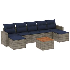 vidaXL 8 Piece Patio Sofa Set with Cushions Gray Poly Rattan