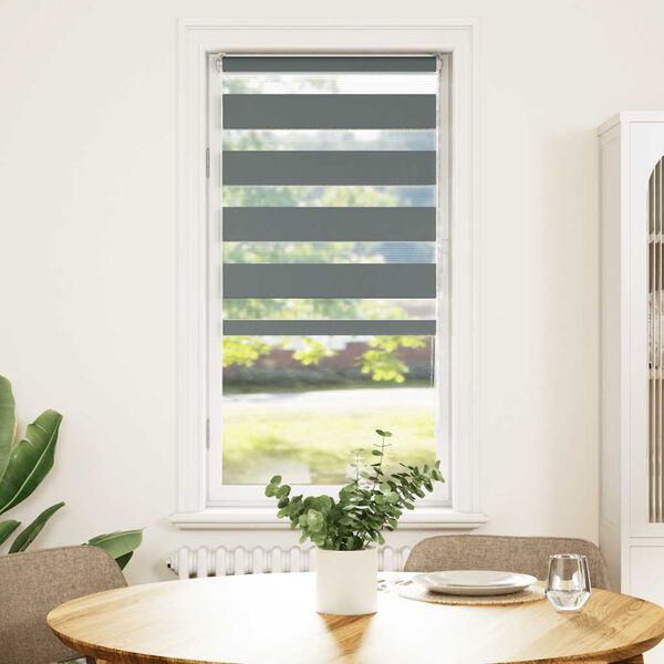 vidaXL Zebra Blind Dark grey 100% polyester, aluminum top rail