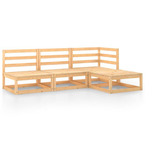 vidaXL Garden Lounge Set Natural wood Solid pinewood 4 Piece Set Modular