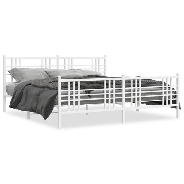 vidaXL Bed Frame White Steel 78.7x78.7 in Bed Frame Rectangular