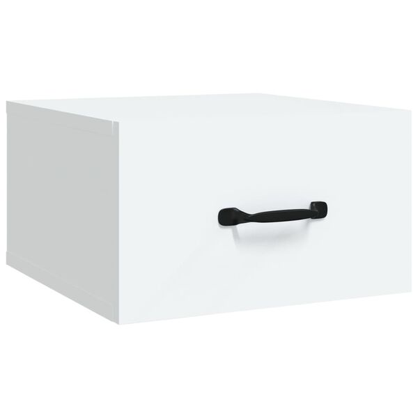 vidaXL Wall-mounted Bedside Cabinet White Engineered wood Compact