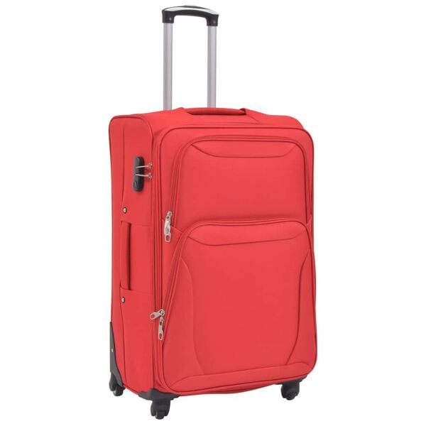 vidaXL 3 Piece Soft Case Trolley Set Red