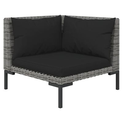 vidaXL 3 Piece Patio Lounge Set Dark Gray Half Round Poly Rattan