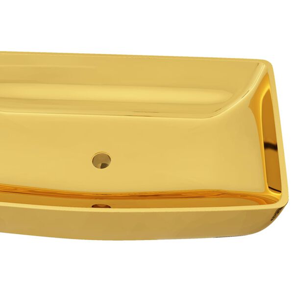vidaXL Wash Basin 28.0x15.0x5.3" Ceramic Gold