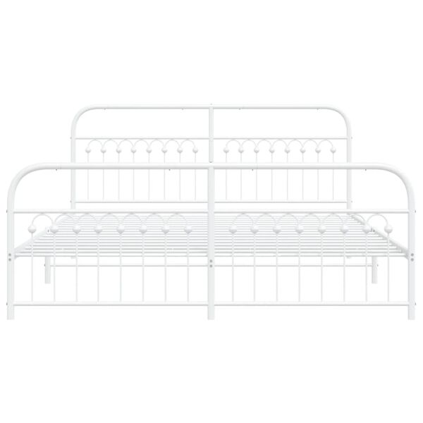 vidaXL Bed Frame White Steel Double Rectangular Metal Bed Frame