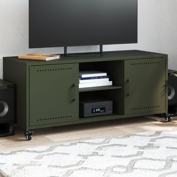 vidaXL TV Cabinet Olive Green Cold-rolled Steel 39.4 in TV Cabinet