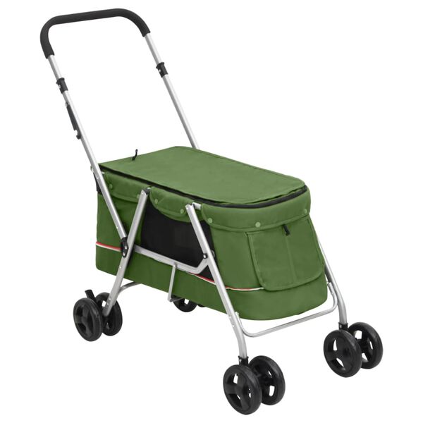 vidaXL Dog Stroller Green Linen fabric 39.4 x 19.3 x 37.8 in Foldable