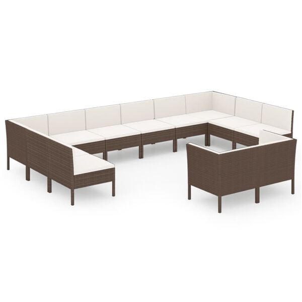 vidaXL Garden Lounge Set Brown and Cream White