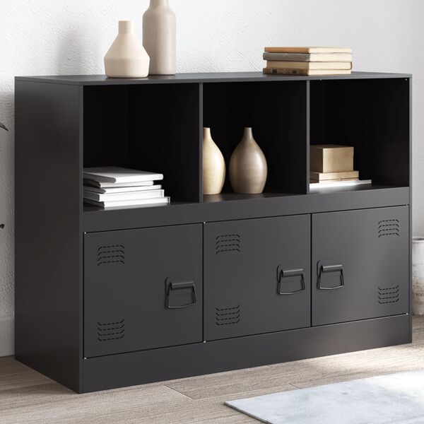 vidaXL Sideboard Black Cold-rolled steel Medium Storage Sideboard